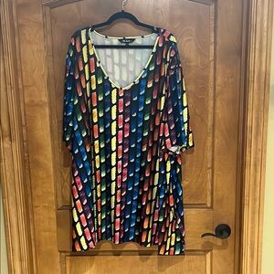 Ulla Popken Colorful Geometric V-Neck Top